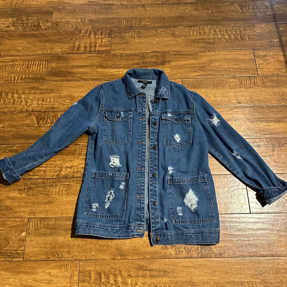 Forever 21 Blue Distressed Jean Jacket